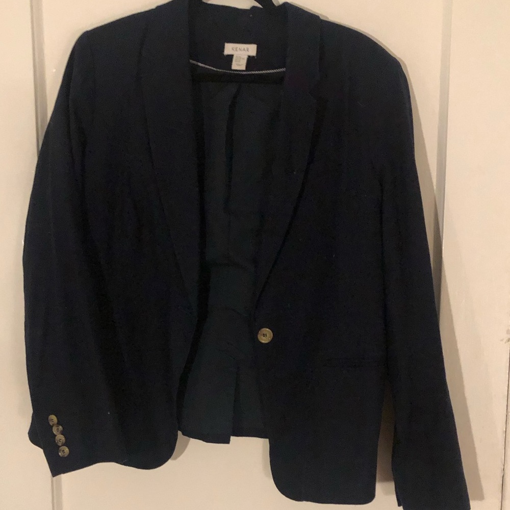 Kenar Navy Blue Linen Blazer
